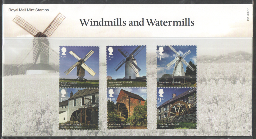 (image for) 2017 Windmills & Watermills Royal Mail Presentation Pack 542 - Click Image to Close
